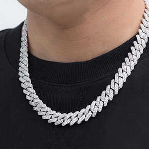 Premium Cuban Link Necklace for Men with Lab Grown Diamond Style Brilliant Hip Hop Fashion Jewelry for Modern Streetwear Looks - Product Image 1