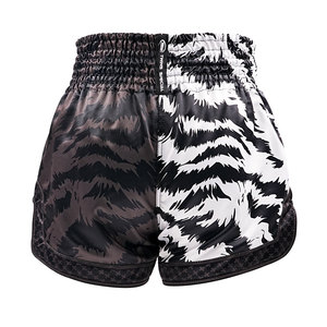 Shorts de boxe pour hommes, imprimé noir et blanc, polyester à séchage rapide, vêtements d'arts martiaux, légers et respirants - Product Image 3