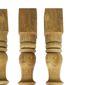 Pieds de meuble en bois sculptés à la main, style Smart Art, pour Pooja Chowki, lot de 4, en pin, sans finition, pieds en bois sculptés à la main - Product Image 4