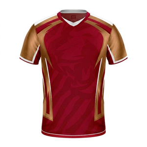 Camiseta Deportiva Personalizada para Hombre, Diseño Sublimado en Negro y Dorado, Cuello en V, Secado Rápido, 100% Poliéster, Logotipo del Equipo en el Frente, Talla Adulto - Product Image 2