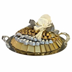 Fabulous Design Home <b>Table</b> Decoration Chocolate <b>Tray</b> Prime Quality Gold Metal <b>Tray</b> For Wedding Party And Events On Sale - Product Image 2