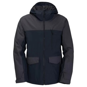 Men Ski & Snowboarding <b>Waterproof</b> Windbreaker <b>Jacket</b> Navy Blue Charcoal <b>Grey</b> Hooded Color Block Full Zip Flap Pockets Insulated - Product Image 2