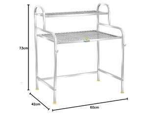 Estante de Almacenamiento de Cocina de Metal de 2 Niveles, Organizador con Ganchos, 60x42x73cm - Product Image 4