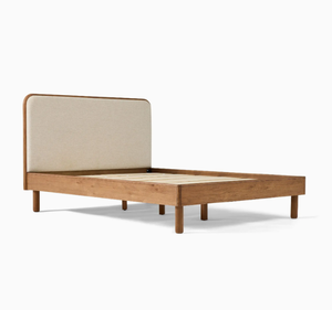Base de Cama Moderna de Madera de Teca Sólida, Ecológica y Confortable, Cabecera Tapizada en Tela, Cama Minimalista con Plataforma, Muebles para Dormitorio - Product Image 6