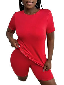 Ensemble de deux pièces de haute qualité, t-shirt à manches courtes et short, ensembles de deux pièces, nouveau design, vêtements d'été pour femmes, ensemble de deux pièces personnalisé - Product Image 3