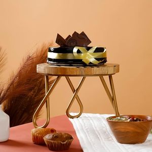 Support à gâteau rond en bois avec pieds en métal, support à gâteau en résine, fait main, écologique, pour la présentation de desserts lors de mariages et de fêtes - Product Image 2