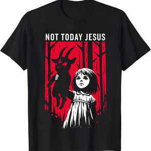 Camiseta Casual de Manga Corta para Hombre - 'Not Today Jesus' 100% Algodón Transpirable Ecológico para Uso Familiar al Aire Libre - Product Image 1