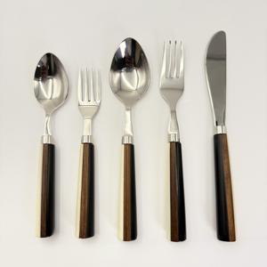 Ensemble de couverts en acier inoxydable à prix abordable avec finition miroir, comprenant fourchette, couteau et cuillère, avec manche en résine, idéal pour les fêtes - Product Image 3