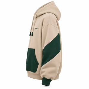 Sweat à capuche oversize en polaire vert forêt pour homme avec logo brodé, panneaux de manches incurvés, poche kangourou, service OEM, hiver - Product Image 4