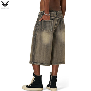 Top Trendy Breathable Light <b>Sandblasted</b> Denim Jorts Mens Straight Jean Shorts Custom Logo Streetwear Loose Fit Summer Casual - Product Image 2