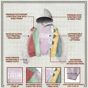 Sudadera con capucha para hombre, con logotipo personalizado, extragrande, de algodón grueso, con lavado desgastado, diseño gráfico, de felpa francesa, con patchwork, de alta calidad - Product Image 5