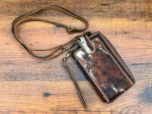 Portefeuille en cuir de vachette pour femmes avec poche pour téléphone Western en cuir véritable sac à main de haute qualité cheveux sur la pochette mobile - Product Image 2