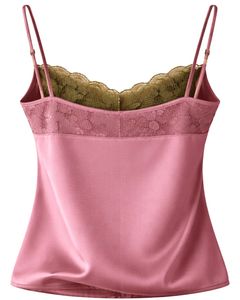 Ensemble pyjama femme en satin rose poudré avec dentelle, débardeur et short, tenue de nuit sexy, vêtements de détente doux en soie pour l'été, ensemble deux pièces - Product Image 4