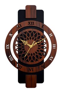 Rustic <b>Wooden</b> <b>Wall</b> <b>Clock</b> Roman Numeral Round Decorative Timepiece Handmade Style for Living Room Office - Product Image 5