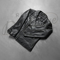 Blouson de motard en cuir véritable noir de qualité supérieure pour homme - Coupe ajustée en peau de mouton véritable avec fermeture éclair asymétrique
