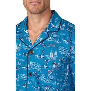 Men 100% Cotton <b>Pajama</b> Set Sublimation Printed Two Piece Sleepwear Wholesale Male Home Wear Set Comfortable Nightwear - Product Image 6