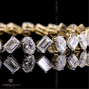 Bracelet en diamant de laboratoire taille ovale et émeraude 12,02 CT certifié IGI en or jaune 18 carats – Vente en gros à l'exportation - Product Image 5