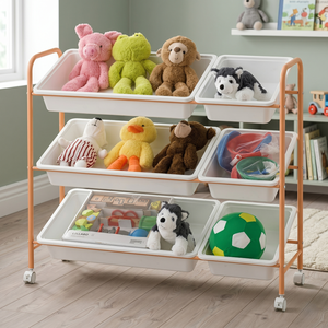 Taiwan Home <b>Storage</b> Furniture Household Kids 6-<b>drawer</b> DIY Toy <b>Storage</b> Organizer Modern Glossy Rolling Metal Box Shelf - Product Image 3