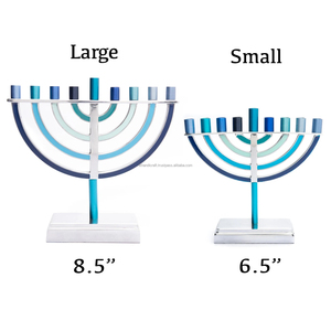 Hanukkah Menorah <b>Candle</b> Stand Aluminum Metal Multi Color Anodized Vintage <b>Wedding</b> Decoration Handmade Embossing Printing Table - Product Image 5