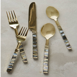 Juego de cubiertos chapados en oro pulido con mangos cónicos para mesa de comedor y restaurante contemporáneo, para servir y decorar. - Product Image 5