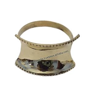 Latest Design Beaded <b>Edge</b> Metal Napkin Ring Holder Golden Plated Wholesale for Dining Table <b>Decoration</b> Kitchen Party Occasions - Product Image 1