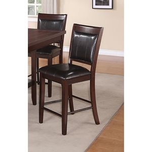 Set di 2 Sgabelli da Bar in Stile Rustico, Marrone Scuro, in Ecopelle PU, Altezza Bancone, con Schienale e Poggiapiedi Imbottiti - Product Image 3