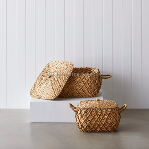 Juego de 2 Cestas Compactas de Jacinto de Agua Color Marrón Oscuro, Ecológicas, Hechas a Mano en Hanoi, con Asas - Product Image 6