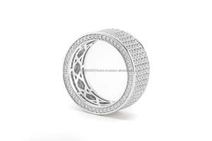 Anillo de Boda Clásico de Plata de Ley 925 con Cinco Hileras de Moissanita Engastada, Chapado en Rodio, Joyas Vana H054, Aniversario - Product Image 4