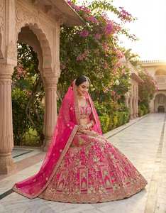 Conjunto de Lehenga Choli nupcial para mujer, con bordados elaborados, de diseñador, para fiesta de bodas, estilo étnico, para verano e invierno, largo hasta el suelo. - Product Image 6