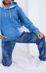 Sudadera Azul con Mangas Raglán para Mujer, Sudadera con Capucha Azul Lavada al Ácido con Logotipo Personalizado al por Mayor para Hombre y Mujer, Sudaderas con Capucha Lavadas al Ácido - Product Image 6