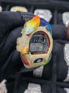 Montre Dragon Bezel Silver avec diamant rond taille brillant - Montre unisexe pour homme ou femme, montre-bracelet haut de gamme avec diamants pour les événements - Product Image 6