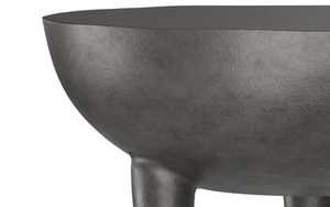 Mesa de Centro Redonda de Metal Moderna y Elegante con Patas Cónicas, Acabado Gris Oscuro, Muebles para Sala de Estar - Product Image 3