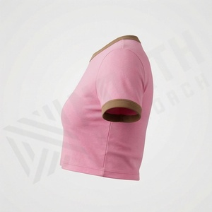 T-shirt court en coton personnalisé pour femme, coupe ajustée, col rond, idéal pour l'été, le streetwear, le fitness et l'entraînement sportif - Product Image 3
