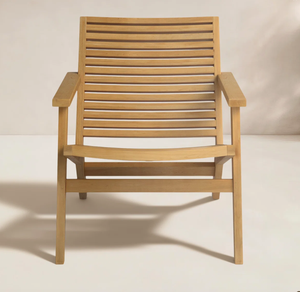 Fluid Silhouette Teak Wood Sun Lounger Ergonomic Reclined Slat <b>Bench</b> with Flat Timber Armrests - Product Image 2