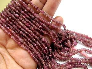 Perles de tourmaline rose naturelle 3-4 mm, forme ronde, lisses, en forme de bouton, pierres précieuses, brin de 13 pouces de long - Product Image 3