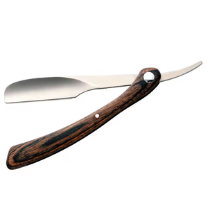Navaja de afeitar para hombre de acero inoxidable alemán de alta calidad, diseño Cut Throat con mango de madera, en venta. - Product Image 6