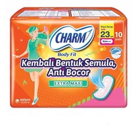Charm - Pantalones de Toalla Sanitaria Desechables, Súper Absorbentes, de Algodón, Extra Maxi, Sin Alas, Ajuste al Cuerpo, Refrescantes, 23 cm