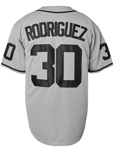 Maillot de baseball personnalisé pour hommes, col en v, boutonné, en polyester respirant, nom brodé, numéro 30, uniforme d'équipe Rodriguez - Product Image 5