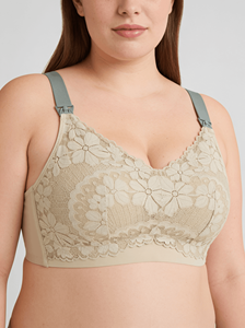 Sujetador de lactancia Bmama Green Plus Size, sin aros, con encaje, copa completa, para maternidad, copas C y E - Product Image 2