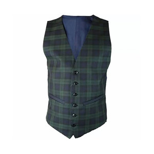 Wholesale Handmade Men's <b>Black</b> Watch Tartan Kilt <b>Vest</b> Scottish Highland Waistcoat Factory Supplies - Product Image 1