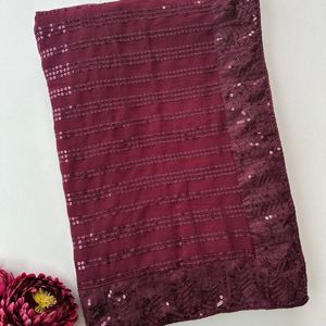Elegante Saree de Georgette para Mujer con Bordado de Lentejuelas de 5mm y Blusa con Bordado Intenso, Precio al por Mayor por Royal Export - Product Image 4