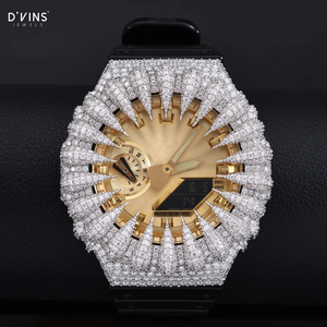 Buss Down GA2100 Lunette de montre en métal faite à la main, en argent sterling 925, sertie de diamants Moissanite VVS, avec griffes de fixation pour boîtier de montre antichoc - Product Image 1