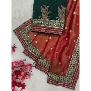 100% Silk Party Wear <b>Saree</b> with Sequence Embroidery Work - Product Image 5