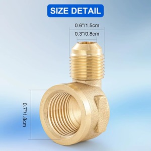Raccord de raccordement en laiton 3/8" mâle x 3/8" NPT femelle 90° °   Coude, SAE 45 °   Connecteur de tube évasé pour la plomberie au gaz propane - Product Image 3