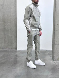 New Design Color Block Streetwear Winter 2 Pieces Eco-Friendly Breathable Polyester <b>jacket</b> Jogger Custom LOGO Zip men's <b>jackets</b> - Product Image 2