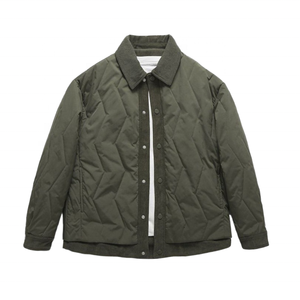 Custom OEM <b>Men's</b> Diamond Quilted Bomber <b>Jacket</b> with <b>Corduroy</b> Collar Casual Snap-Button Oversized Utility Padded Shirt <b>Jacket</b> - Product Image 4