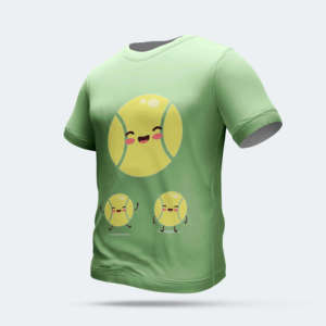 Camiseta de Manga Corta para Hombre, Color Verde Claro, Cuello Redondo, con Estampado de Pelota de Tenis, Corte Regular Informal, 100% Algodón Jersey - Product Image 3