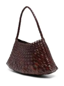 Sac à bandoulière vintage en cuir tressé marron foncé pour femme, avec fermeture éclair, fait main, style hobo, décontracté, pliable - Product Image 6