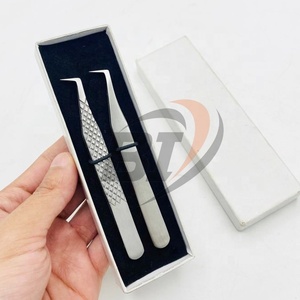 Pinzas de extensión de pestañas de 90 grados con logotipo personalizado, marca privada profesional, bota delgada de acero inoxidable puntiaguda - Product Image 3