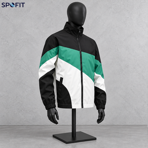 Veste coupe-vent pour homme, col montant, fermeture éclair, style sport, manches longues, avec poches - Product Image 5